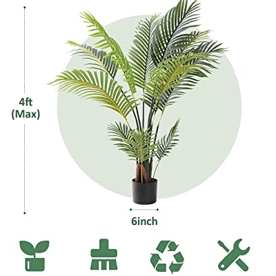 Product: KELOTEVEN Artificial Tree - Areca Palm Faux Trees Outdoor - Artificial Plants for Home Decor Indoor - 4ft Tropical Decor Areca Palm Tree with 12 Leaves, Home Office, Living Room Decoration, AP120