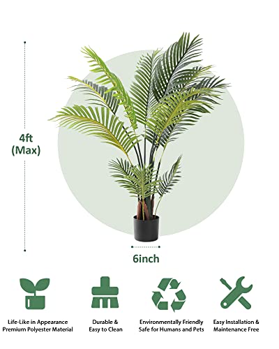 Product: KELOTEVEN Artificial Tree - Areca Palm Faux Trees Outdoor - Artificial Plants for Home Decor Indoor - 4ft Tropical Decor Areca Palm Tree with 12 Leaves, Home Office, Living Room Decoration, AP120