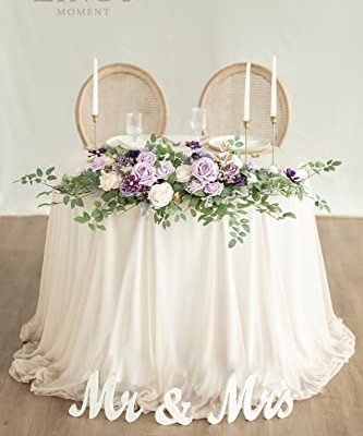 Silky Flower Store Lilac Artificial Flower Garland, Purple Wedding Arch Decor, 2pcs Floral Swags, Faux Silk Foam Peony Rose 27.5in x 14in 10 10 Product: Ling's Moment 2pcs Lilac Artificial Flower Garland Floral Swags Centerpieces Purple Wedding Arch Flower Greenery Arrangements for Sweetheart Table Wall Window Home Garden Outdoor Decor