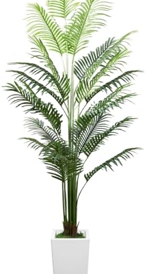 Product: 6FT Artificial Palm Tree with 18 Adjustable Branches and White Pot, Large Tall Realistic Indoor Faux Fake Silk Tropical Areca Palm Plant for Housewarming, Home and Office Decor