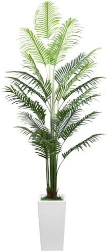 6FT Artificial Palm Tree with 18 Adjustable Branches and White Pot, Large Tall Realistic Indoor Faux Fake Silk Tropical Areca Palm Plant for Housewarming, Home and Office Decor - Artificial Flower Arrangements Product: 6FT Artificial Palm Tree with 18 Adjustable Branches and White Pot, Large Tall Realistic Indoor Faux Fake Silk Tropical Areca Palm Plant for Housewarming, Home and Office Decor