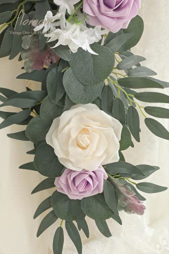 Silky Flower Store Artificial Eucalyptus Garland with Flowers, Lilac Lavender Floral Table Runner, 6ft 13.75in wide 3.5in high 5 5 Product: Floroom 6ft Artificial Eucalyptus Garland with Flowers Fake Greenery Faux Floral Vine Garland for Table Decor Wedding Centerpieces Bridal Shower Party Decorations, Lilac & Lavender