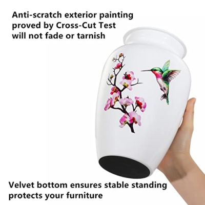 Product: ICOKEE Hummingbird Cremation Urn - Large White Decorative Urn for Adult Ashes - Up to 200 Lbs Capacity