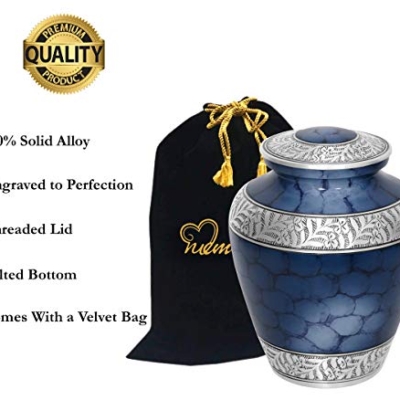 Product: MEMORIALS 4U Elite Cloud Blue and Silver Cremation Urn for Human Ashes - Handcrafted Funeral Urn - Affordable Urn for Ashes - Urn Deals (Adult)