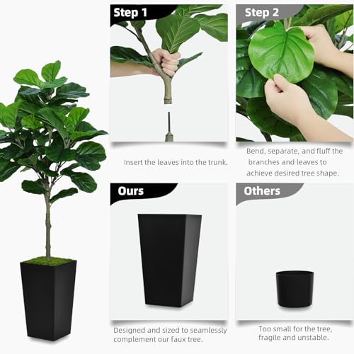 Product: ASTIDY Fiddle Leaf Fig Tree Artificial 5FT - Faux Fiddle Leaf Fig Tree with White Tall Planter - Fake Ficus Lyrata Floor Plant Potted - Artificial Fig Tree for Home Office Living Room Decor Indoor