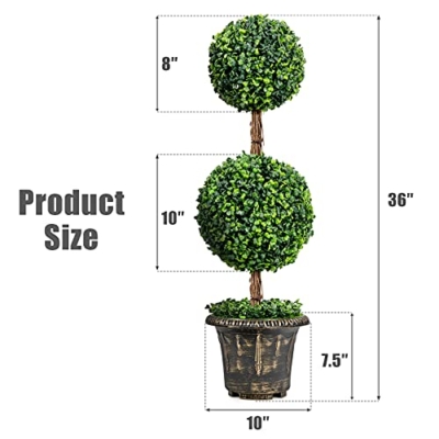 Silky Flower Store Artificial Boxwood Topiary Tree, Faux Greenery Ball Tree, PE Leaves, Cement Filled Pot, Indoor Outdoor Decor, 3 Ft 14 14 Product: Goplus 3 Ft Artificial Boxwood Topiary Tree, Fake Greenery Plants Ball Tree, Leaves & Cement-Filled Plastic Flower Pot Decorative Trees for Home Office Indoor Outdoor