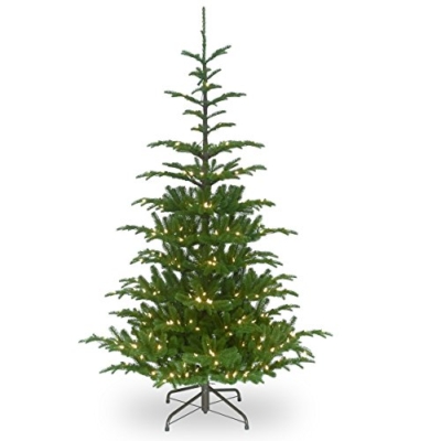 Product: National Tree Company 'Feel Real' Pre-lit Artificial Christmas Tree | Includes Pre-strung White Lights and Stand | Norwegian Spruce - 7.5 ft