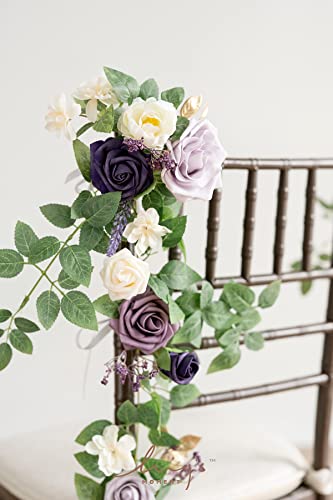 Silky Flower Store Lilac Purple Gold Wedding Chair Decorations, Aisle Floral Swag Faux Arrangement, 10pcs, 30 4 4 Product: Ling's Moment 10pcs Wedding Chair Decorations Aisle Floral Swag Artificial Pew Flowers Hanging Garland Lilac Purple Gold for Ceremony Reception Church Rose Floral Faux Arrangement Party Outdoor Decor