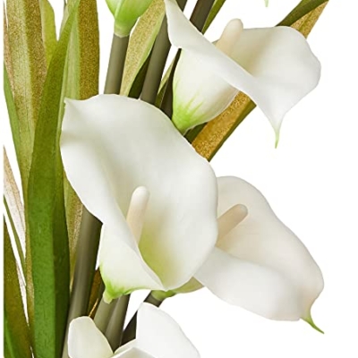 Product: Nearly Natural 15.5in. Calla Lily and Grass Artificial Arrangement in Vase, Cream