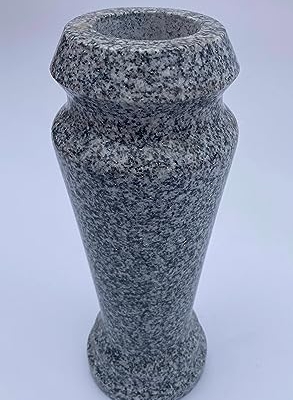 Silky Flower Store Polished Granite Vase Gray Decorative Floral Planter, Spanish Home Décor, 4 x 10 7 7 Product: Turned Granite Vase Polished 4" x 10" Gray