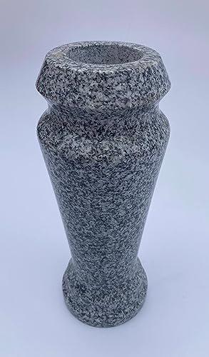 Silky Flower Store Polished Granite Vase Gray Decorative Floral Planter, Spanish Home Décor, 4 x 10 2 2 Product: Turned Granite Vase Polished 4" x 10" Gray