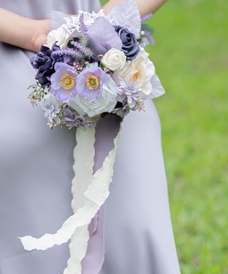 Product: BENCENTRE 7 Inch Purple Bridesmaid Bouquet for Wedding, Set of 4, Lilac Wedding Bouquet,Small Wedding Bouquet,for Marriage Proposal Party and Vintage Wedding Ceremony Anniversary,Artificial Flowers…