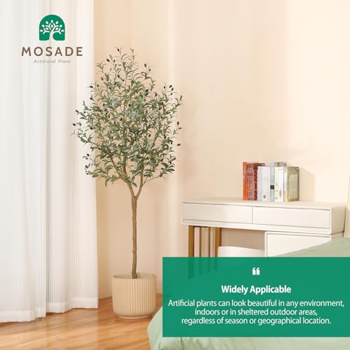 Product: Artificial Olive Tree 6FT – Tall Faux Tree with Realistic Silk Leaves, Handmade Seagrass Basket, Low-Maintenance Large Fake Plants for Modern Office, Floor & Home Decor, Living Room, Indoor Plants