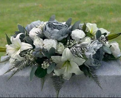 Silky Flower Store Artificial Baby Breath Flowers White Memorial Blue Christmas Casket Spray, Faux Gypsophila Funeral Decor, 32.5cm 6 6 Product: EWGFDEMN Artificial Baby Breath Flowers - White Memorial & Blue Christmas Casket Spray for Funeral Graves & Outdoor Lawn Decor