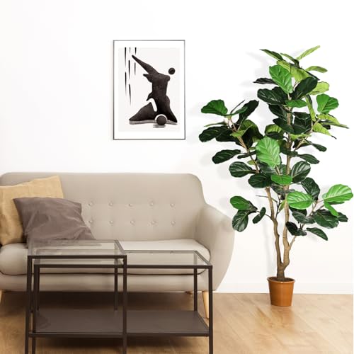Silky Flower Store Artificial Fiddle Leaf Fig Tree, 6ft Faux Indoor Plant, Lifelike Home Office Decor, 6ft 6 6 Product: FEELEAD Artificial Fiddle Leaf Fig Tree - 6ft Artificial Plant Large Fake Fig Leaf Tree with Plastic Nursery Pot - Faux Ficus Lyrata Tree Artificial Fig Trees for Home Office Store Decor Indoor