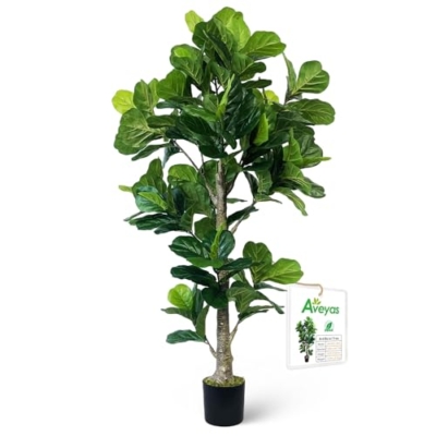 Product: Aveyas 6ft Artificial Fiddle Leaf Fig Tree for Home Decor, 6 Feet Large Faux Plant Fake Ficus lyrata Silk Trees with Pot for Indoor Outdoor House Living Room Office (6 ft Tall)