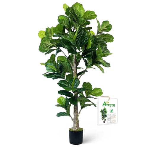 Product: Aveyas 6ft Artificial Fiddle Leaf Fig Tree for Home Decor, 6 Feet Large Faux Plant Fake Ficus lyrata Silk Trees with Pot for Indoor Outdoor House Living Room Office (6 ft Tall)