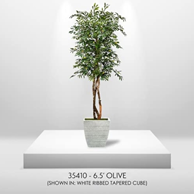 Silky Flower Store Artificial Mediterranean Olive Tree, Cypress & Alabaster Handmade Real Wood Trunks, Hypoallergenic Green, 6.5ft 17 17 Product: Cypress & Alabaster Handmade 6.5ft Mediterranean Olive Artificial Tree with Ethically Sourced Real Wood Trunks, Hypoallergenic, 6.5-Foot, Green
