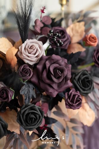 Product: Ling's Moment 2PCS Artificial Floral Swags Centerpieces, Wedding Flower Greenery Arrangements for Sweetheart/Head Table Decor Wedding Car Wall Window Arch Home Garden Decor | Purple Halloween
