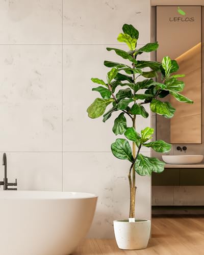 Product: Leflos Leflos Artificial Fiddle Leaf Fig Tree Indoor, 6ft Faux Fiddle Leaf Tree with Decorative Planter for Home Decor, Tropical Fake Ficus Tree with Realistic Trunks, Adjustable Branch and Leaves