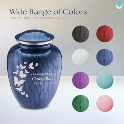 Product: Geturns Embrace Adult Personalized Butterfly Cremation Urns for Human Ashes I Large Pearl Cobalt Blue Funeral Urn for Men and Women I 200 lbs