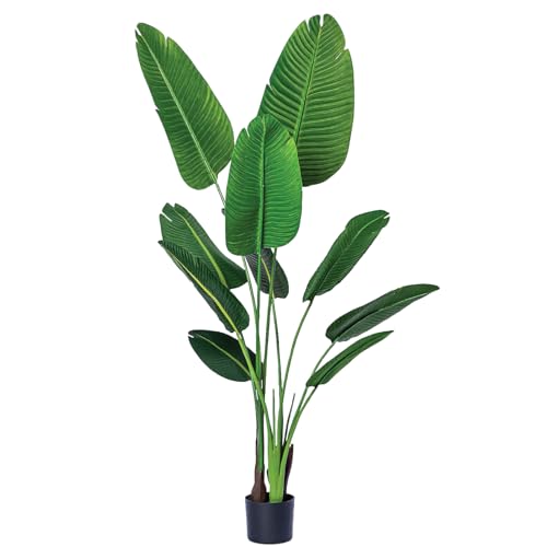 Product: Bagari One 5 Foot Artificial Silk Bird of Paradise Palm Tree Potted Plant
