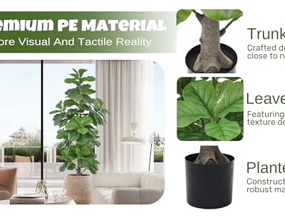 Product: Roselywed Artificial Fiddle Leaf Fig Tree 6FT with Realistic 148 Leaves 71 Inch Fake Ficus Lyrata Potted Plant for Indoor Outdoor Garden Landscaping Decor Housewarming Gift (6FT, 1Pack)