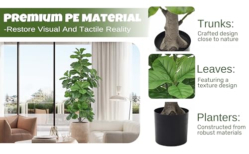 Product: Roselywed Artificial Fiddle Leaf Fig Tree 6FT with Realistic 148 Leaves 71 Inch Fake Ficus Lyrata Potted Plant for Indoor Outdoor Garden Landscaping Decor Housewarming Gift (6FT, 1Pack)
