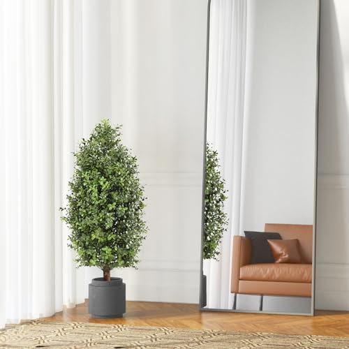 Product: momoplant 2.5FT-30Inch Artificial Plants Tree Shaped Boxwood Topiary Cone Topiaries Bushes Potted Fake Plants Outdoor/Indoor Decor（Set of 2）