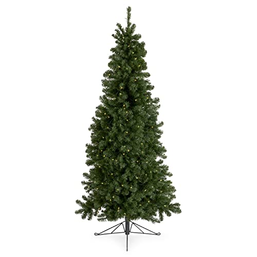 Product: Home Heritage Half Pine 7 Foot Pre-Lit Artificial Christmas Tree Holiday Decor with 150 Warm White LED Lights and Stand, Green