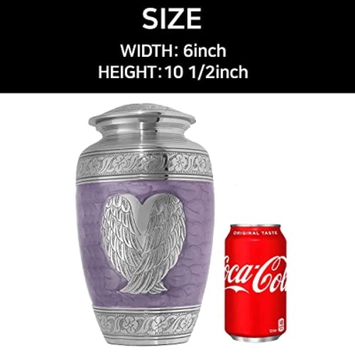 Silky Flower Store Cremation Urn for Human Ashes, Handcrafted Decorative Angel Wing Purple Urn, Memorial Ashes Container, 20.5cm 11 11 Product: LETUSTO Cremation Urn for Human Ashes for Adults, Funeral Burial Handcrafted Decorative Urns with Velvet Bag for Easy Preservation and Portability (Angel Wing-Purple)