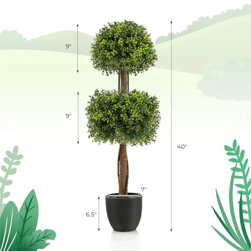 Silky Flower Store Artificial Boxwood Topiary Ball Tree, Faux Potted Plant, UV Resistant, 40 Inch 6 6 Product: Goplus 40” Artificial Boxwood Topiary Ball Tree, Faux Potted Plants with Cement-Filled Plastic Pot, UV Resistant, Fake Evergreen Artificial Topiary for Indoor Outdoor Home Front Porch Decor
