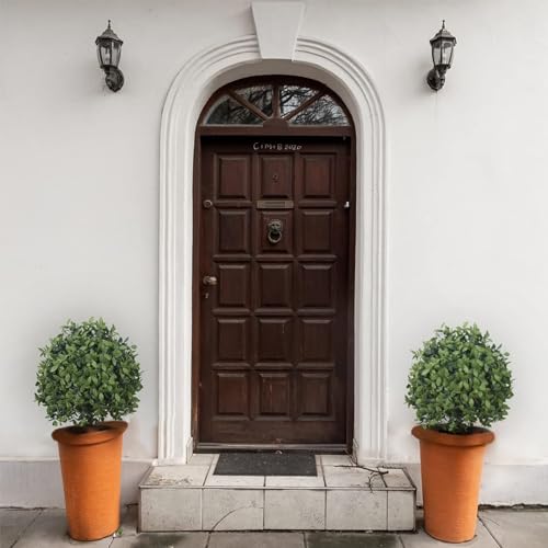 Silky Flower Store Artificial Boxwood Topiary Ball Trees, Outdoor Fall Decor Faux Shrubs, UV Resistant 2 Pack, 23in x 13in 5 5 Product: UNADRA 2-Pack Outdoor Fall Decor: Artificial Topiaries & Faux Boxwood Ball Trees for Front Porch - 23" Tall, 13" Diameter