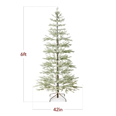 Product: Best Choice Products Pre-Lit Sparse Christmas Tree 6ft Artificial Flocked Pine Holiday Décor Aspen Noble Fir 2-in-1 White & Multicolor LED Lights