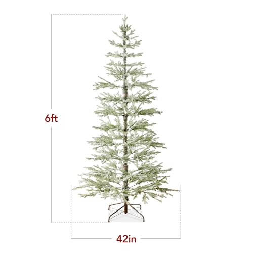 Product: Best Choice Products Pre-Lit Sparse Christmas Tree 6ft Artificial Flocked Pine Holiday Décor Aspen Noble Fir 2-in-1 White & Multicolor LED Lights