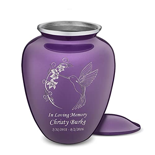 Silky Flower Store Adult Personalized Hummingbird Cremation Urn, Large Purple Funeral Urn, Custom Engraved Metal Ashes Memorial, 200 lbs 9 9 Product: Geturns Embrace Adult Personalized Humming Bird Cremation Urns for Human Ashes I Large Purple Funeral Urn for Men and Women I 200 lbs