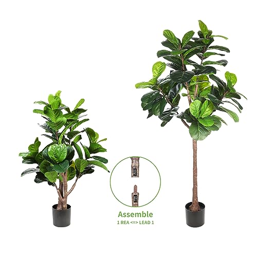 Product: ​Realead 5ft Fiddle Leaf Fig Tree Artificial - Large Fake Fig Leaf Tree with 78 Leaves - Tall Faux Plants in Plastic Nursery Pot for Modern Home Office Living Room Indoor Decor