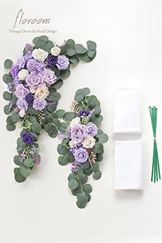Silky Flower Store Artificial Lilac Lavender Purple Floral Swag Kit, Wedding Ceremony Arbor Drapes Backdrop, Pack of 4, 32.5cm 4 4 Product: Floroom Arch Flowers with Drapes Kit (Pack of 4) - 2pcs Artificial Lilac Lavender Purple Floral Swag Arrangement with 2pcs Draping Fabric for Wedding Ceremony Arbor and Reception Backdrop Decoration