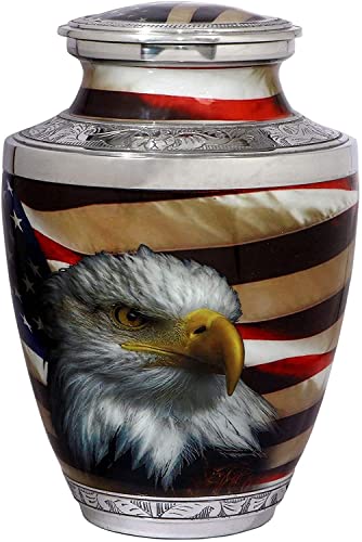 Silky Flower Store American Flag Patriotic Cremation Urn for Human Ashes, Veteran Memorial Urn, Adult Male, Police Dog K9, Army Firefighter, 20.5cm 3 3 Product: Bold & Divine American Flag Patriotic and Veteran Cremation Urns for Human Ashes Adult Male | Funeral Decorative Urn for Men, Police Dog K9, Army Firefighter
