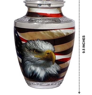 Silky Flower Store American Flag Patriotic Cremation Urn for Human Ashes, Veteran Memorial Urn, Adult Male, Police Dog K9, Army Firefighter, 20.5cm 15 15 Product: Bold & Divine American Flag Patriotic and Veteran Cremation Urns for Human Ashes Adult Male | Funeral Decorative Urn for Men, Police Dog K9, Army Firefighter