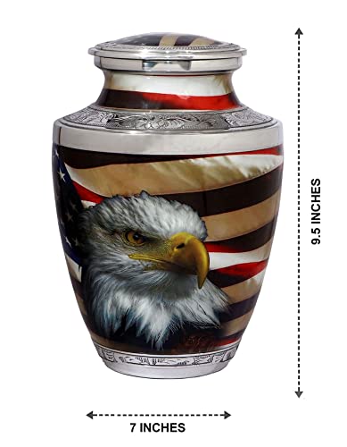 Silky Flower Store American Flag Patriotic Cremation Urn for Human Ashes, Veteran Memorial Urn, Adult Male, Police Dog K9, Army Firefighter, 20.5cm 6 6 Product: Bold & Divine American Flag Patriotic and Veteran Cremation Urns for Human Ashes Adult Male | Funeral Decorative Urn for Men, Police Dog K9, Army Firefighter