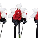Product: Set of 3 Wedding Bouquets : Flower Girl Toss Apple Red Rose Calla Lily Wedding Flowers
