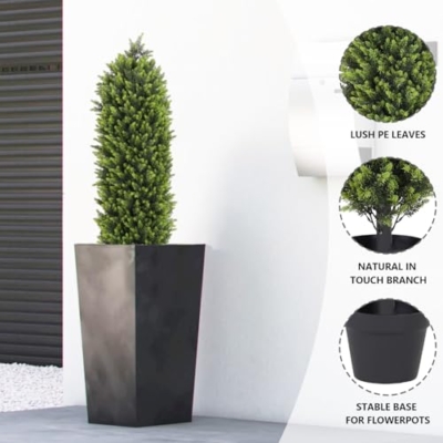 Silky Flower Store Artificial Boxwood Topiary Trees Set of 2, UV Resistant Faux Plants, Indoor Outdoor Porch Patio Decor, 48in 9 9 Product: Aoutyers 4ft Artificial Boxwood Topiary Trees Set of 2 - UV Resistant Faux Plants for Outdoor/Indoor, Realistic 48in Fake Bushes and Shrubs for Front Porch, Planter, Patio - Low Maintenance