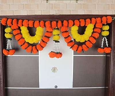 Product: Vibrant S2S® Reusable Red Marigold Flowers Door Toran - Perfect for Festive Decor