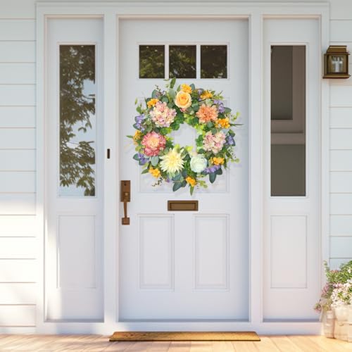 Silky Flower Store Artificial Hydrangea Spring Summer Wreath, Front Door Door Wreath, Indoor Outdoor Decor, 24 Inch 4 4 Product: Summer Wreaths for Front Door, Soomeir 24 Inch Spring Door Wreath with Hydrangea, for All Seasons Outside Indoor Outdoor Farmhouse Home Porch Wall Window Decor