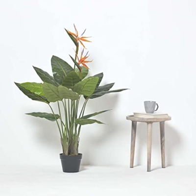 Silky Flower Store Artificial Bird of Paradise Flower, Fake Strelitzia Plant, Black Pot, 120cm Tall 8 8 Product: HOMESCAPES Artificial Bird of Paradise Flower 120 cm Tall Fake Strelitzia Plant in Black Pot