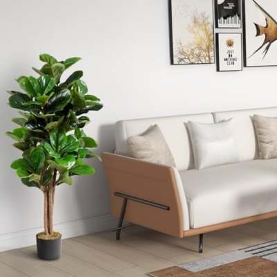 Product: Happygrill 4 FT Artificial Greenery Tree, Indoor Fake Fiddle Leaf Fig Tree Plants in Pot, Faux Ficus Lyrata Tree for Home, Office, Living Room Decoration