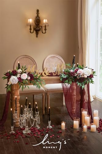 Product: Ling's Moment 2PCS Burgundy Artificial Flower Garland Floral Swags Centerpieces Wedding Arch Flower Greenery Arrangements for Sweetheart Table Wall Window Home Garden Outdoor Decor Marsala Blush
