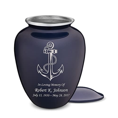 Product: Geturns Embrace Adult Personalized Anchor Cremation Urns for Human Ashes I Large Cobalt Blue Funeral Urn for Men and Women I 200 lbs