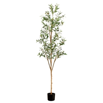 Product: Nearly Natural 6FT Tall Silk Faux Olive Tree for Home and Office Decor, Fake Potted Tree with Natural Wood Trunk, Realistic Branches and Lifelike Fruits